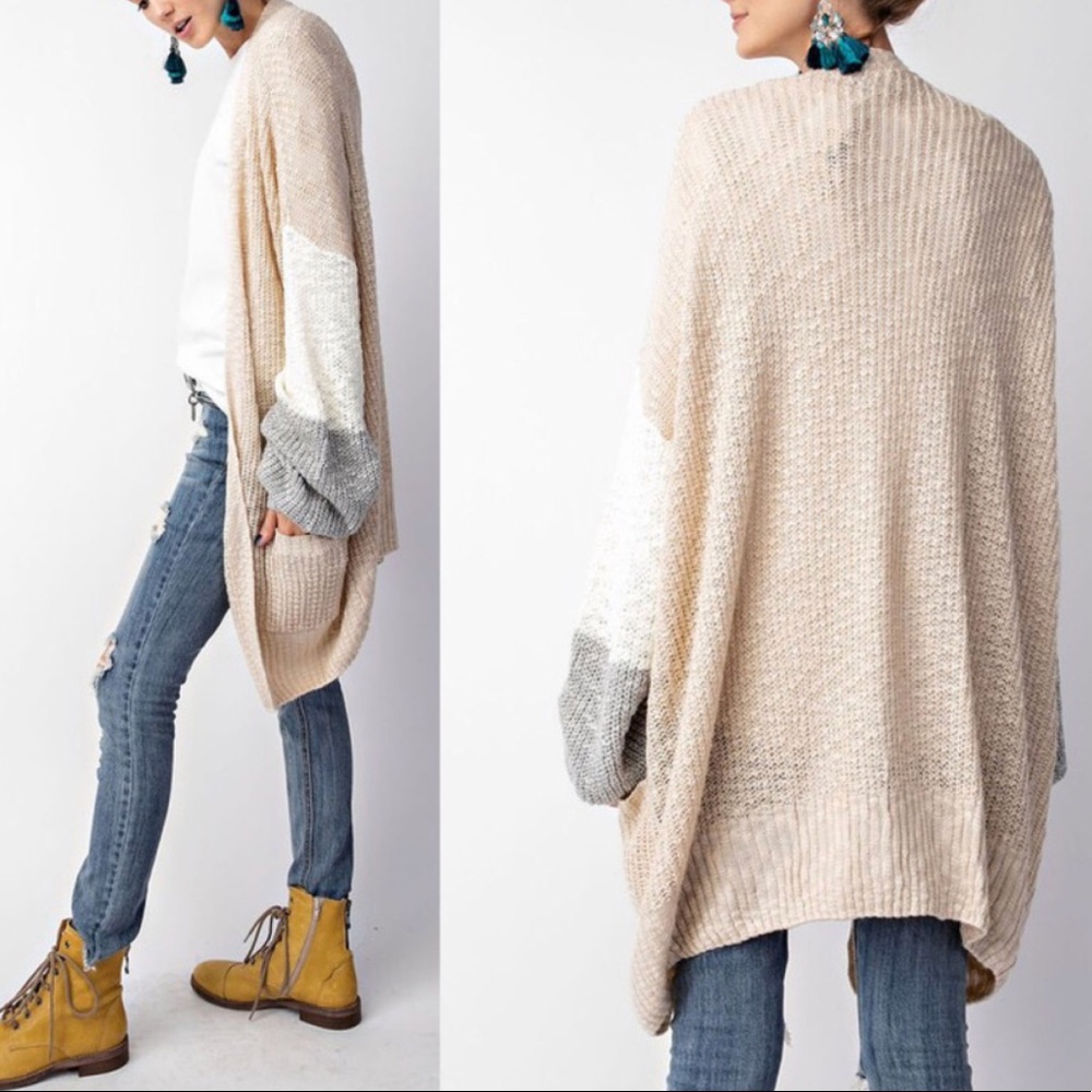 LAST 4! “TRINA” Cozy Neutral Color Block Cardi
